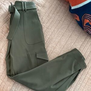 Express Olive Green Cargo Pants with Belt- super high rise - 4R - NWT